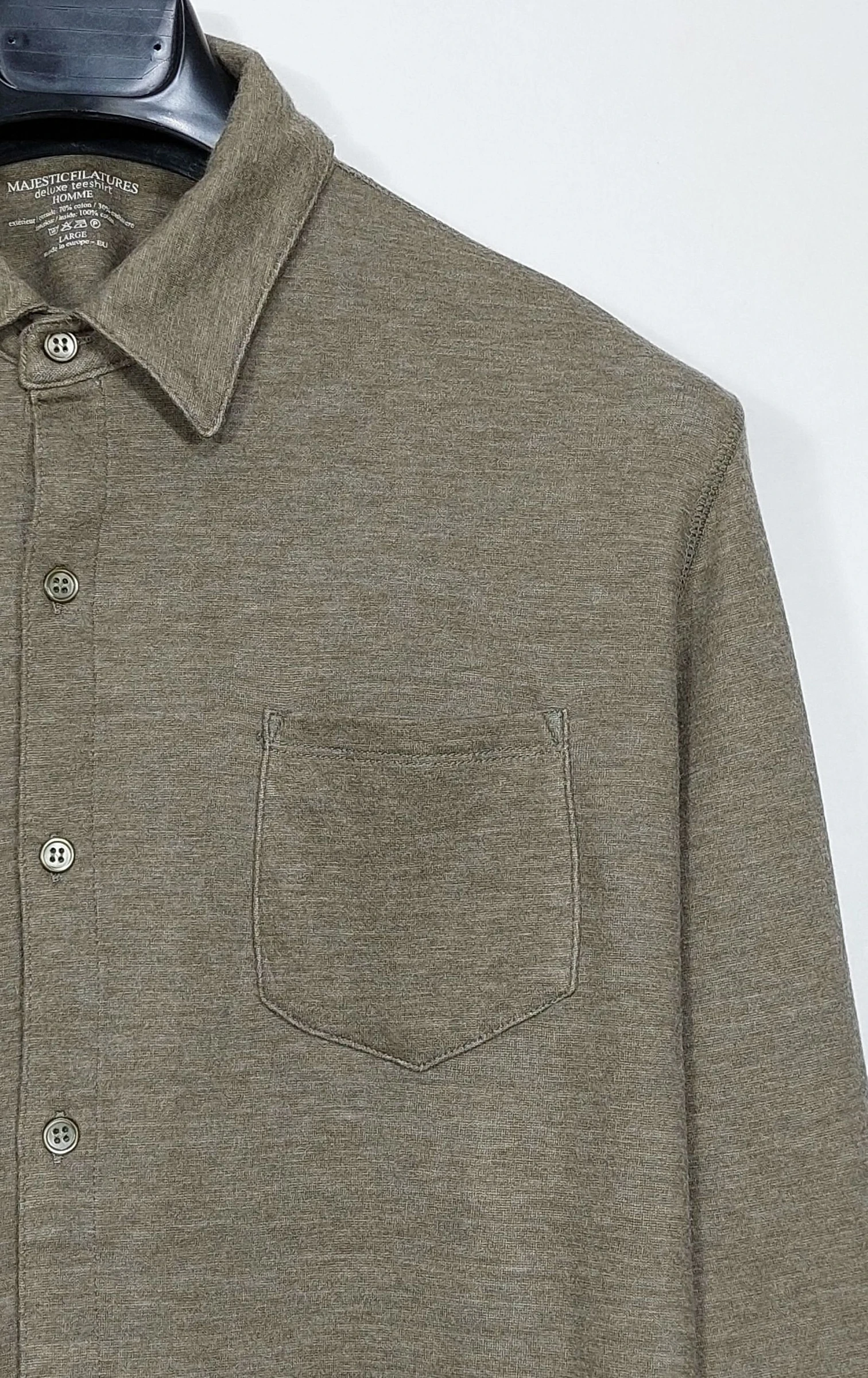Camisa de manga larga con bolsillo Majestic Filatures - marrón claro L – photo 7